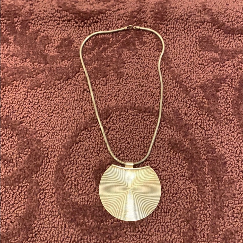 Vintage silver necklace circle disc